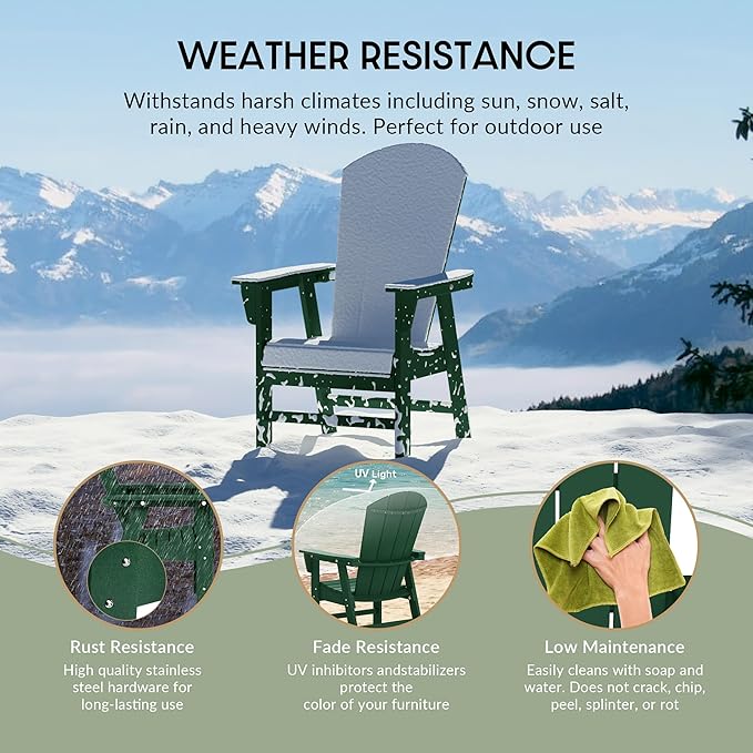 WestinTrends Malibu Outdoor Patio HDPE Plastic Adirondack Dining Chair Dark Green