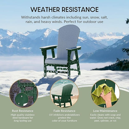 WestinTrends Malibu Outdoor Patio HDPE Plastic Adirondack Dining Chair Dark Green