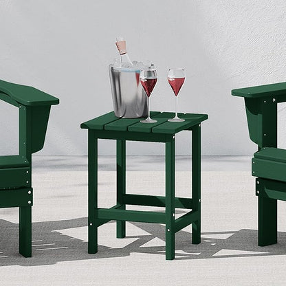 Costaelm 4-Piece Set Outdoor/Patio Poly Adirondack Chairs with a Coffee and a Side Table (2 Seater), Dark Green