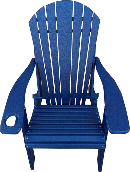 Furniture Barn USA Poly Folding Adirondack Chair with Smart Phone Holder, Patriot Blue