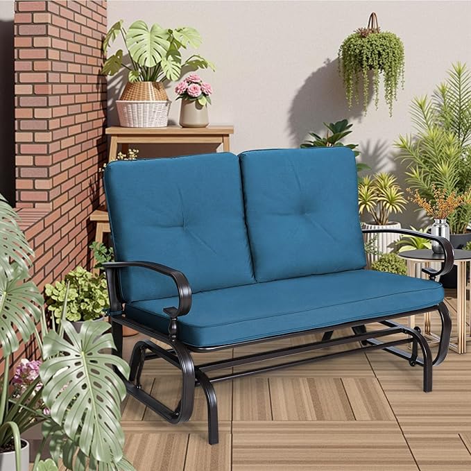 Incbruce Outdoor Swing Glider Rocking Chair Patio Bench for 2 Person - Photo 2