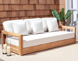 SAFAVIEH Couture Montford 3-Seat Bench Replacement Cover Only – Outdoor White Removable Slipcover Upholstery - Photo 2