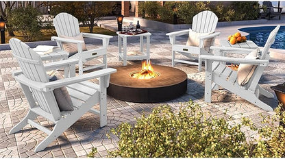SERWALL Adirondack Chair - Traditional Adirondack Chairs HIPS Outdoor Chairs Weather Resistant- White