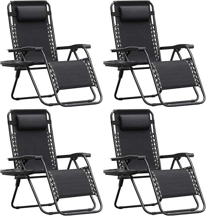 Homall Zero Gravity Chair Patio Folding Lawn Outdoor Lounge Gravity Camp Reclining Lounge Chair with Cup Holder Pillows - Photo 1