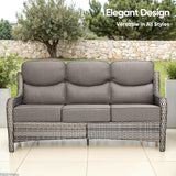Swivel Patio Chairs sofa Set of 6 - 6" Thick Cushion - Wicker Outdoor Swivel Rocker Patio Chair ,Sofa/Glass coffee - Photo 6