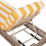 SAFAVIEH Outdoor Collection Gillian Heather Tan & Yellow Stripe Chaise Lounge Chair (Fully Assembled) - Photo 7