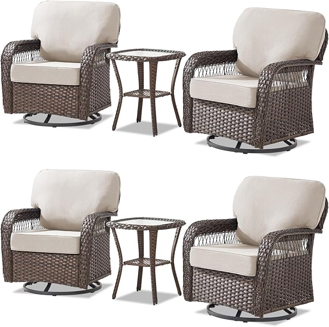 6 Pieces Outdoor Patio Conversation Sets Swivel Chairs - Photo 9