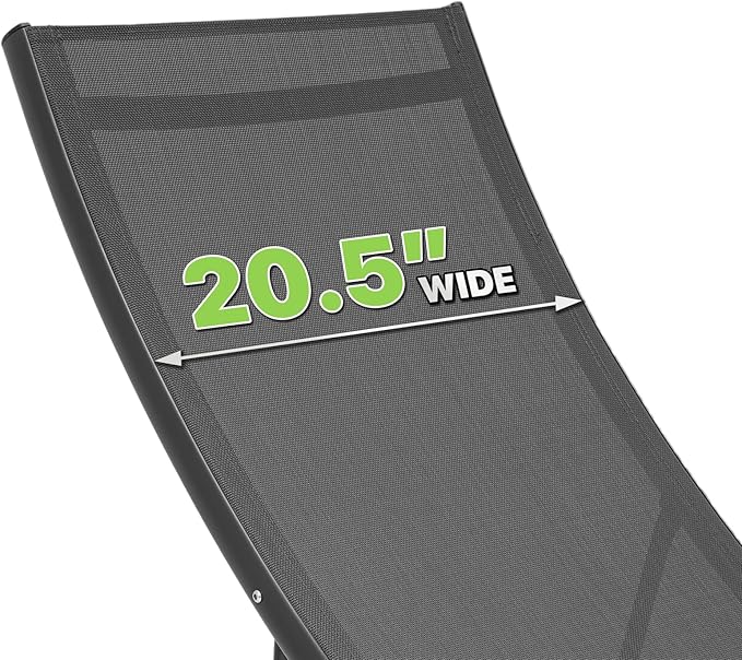Magshion Outdoor Chaise Lounge Chair Set of 2 with Folding Side Table, Patio Pool Lounger Chairs with 6 Position, Tanning Recliner for Sunbathing, Beach, Deck, Lawn, Yard, Balcony, Poolside, Black