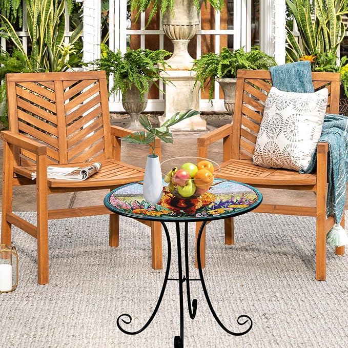 18" Outdoor Side Table, Highland Cattle Round Accent Table, Metal Indoor Small End Tables - Photo 7