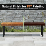 COSTWAY Outdoor Acacia Wood Benches, 2-3 People Backless Garden Benches with Metal Frame for Patio, Deck - Photo 7