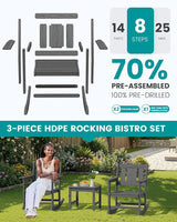 SERWALL HDPE Outdoor Rocking Chairs Set of 6, All Weather 4 Porch Rockers with 2 Side Tables - Photo 4