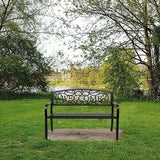 50" Outdoor Bench, Metal Outside Benches for Garden, Patio, Front Porch, Park, Yard, with Armrest and PVC Backrest - Photo 8
