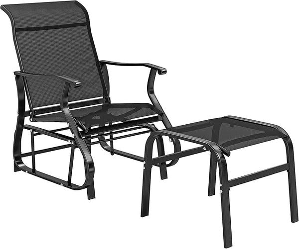 Outsunny Outdoor Glider Chair with Ottoman, Patio Glider Set with 24.4" High Back, 22" Wide Seat - Photo 1