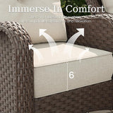 3 Piece Patio Furniture Set, All-Weather Wicker Outdoor Conversation Set with Rattan Chair and 6 Inch Thick Cushions - Photo 4