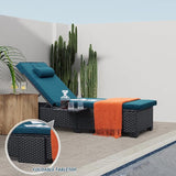 WAROOM Outdoor Chaise Lounge Chairs for Outside Patio Furniture Set of 2 Wicker Recliner Black Rattan Sunbathing - Photo 3