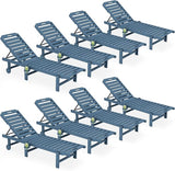 SERWALL Outdoor Chaise Lounge Set of 8, HDPE Pool Lounge Chairs with 5-Position Adjustable Backrest - Photo 1