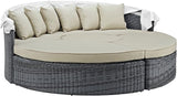 Modway Summon Outdoor Patio Daybed with Canopy and Sunbrella Cushions in Antique Canvas Beige - Photo 5