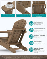 SERWALL Folding Adirondack Chair Set of 2 Outdoor Chairs Painted Adirondack Chair with Cup Holder Weather Resistant for - Photo 6