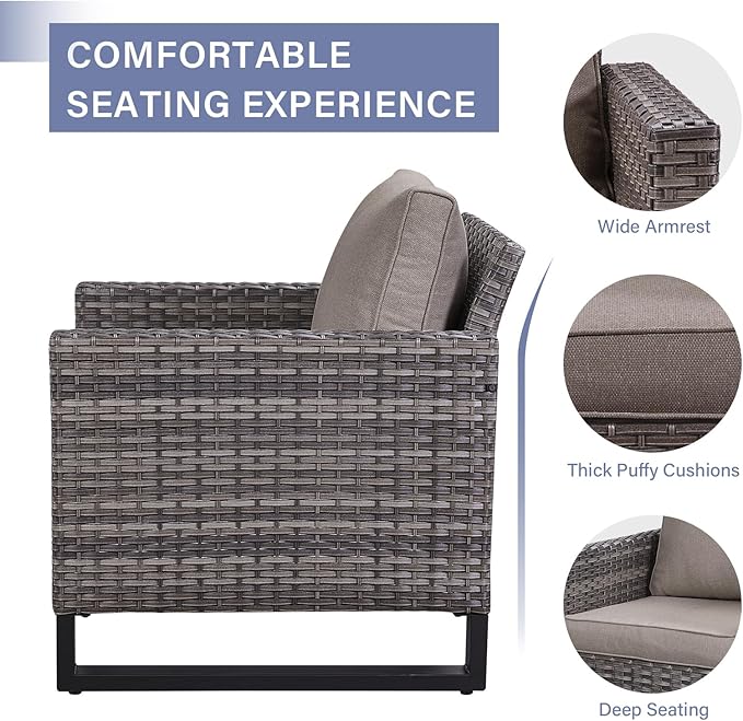 Rilyson Wicker Outdoor Patio Chairs Set - 3 Piece Rattan Patio Furniture Bistro Chairs Set with Waterproof Wicker - Photo 3