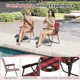 GYMAX Lawn Chair Folding, Webbed Beach Lounge Chairs Set with Highback - Photo 4
