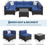 7-Piece Outdoor Patio Furniture Set, Modular Sectional Sofa with Water-Resistant Washable Thick Cushions & Coffee Table - Photo 2