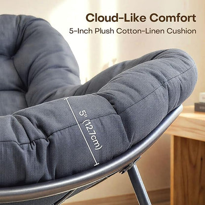 Oversized Outdoor Rocking Chair, Egg Patio Papasan Chair, Comfy Rocker Reading Lounge, for Porch, Garden, Bedroom, Living Room, Balcony, Indoor, Dark Gray