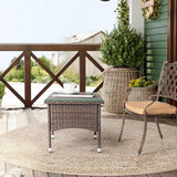 Outvita 20" Patio Coffee Table, Glass Tabletop Square Side Table, Waterproof & Rustproof, Adjustable Feet - Photo 6