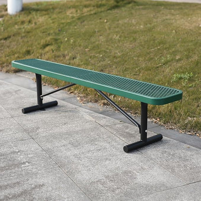6 Feet Heavy Duty Metal Park Bench for Outside, Outdoor Bench with Portable Frame, Commercial Benches for Shopping Mall, Store, Park, Patio, Deck, Green
