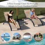 Patio Chaise Lounge, Sunbathing Recliner for Poolside, Pool Chaise Lounge Chairs Set of 3 with Pillow - Photo 4