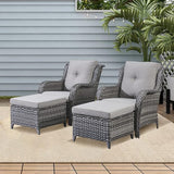 Rilyson Wicker Patio Furniture Set - 4 Piece Rattan Outdoor Sectional Conversation Sets with 2 Chairs and 2 Ottomans - Photo 2