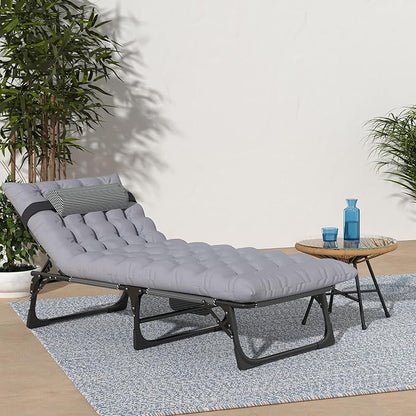 Slsy Folding Chaise Patio Lounge Chairs, Outdoor Reclining Patio Chairs, Heavy Duty Patio Chairs Chaise Lounges for Tanning, Poolside, Beach, Lawn, Camping