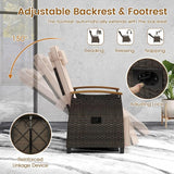 HAPPYGRILL Outdoor Rattan Wicker Chaise Lounge Recliner Chair with Adjustable Backrest & Footrest - Photo 6