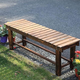 47.2'' Outdoor Garden Benches Weatherproof Patio Bench Two-Person Seat Backless Bench Wood Bench with Slatted High - Photo 1