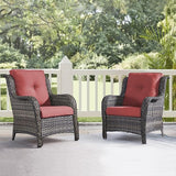 HUMMUH Patio Chairs Wicker Patio Dining Chairs Set of 2 PE Rattan Deep Seating Outdoor Chairs with 4 inch Seat Cushions - Photo 1