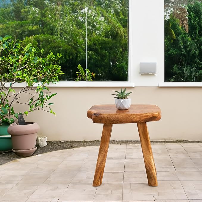Natural Shape Stump Stool 12.5"x10"x12" Solid Wood Cedar Root End Table Rustic Plant Stand Live Edge Coffee Table Vintage Side Table Living Room Bedroom Accent Outdoor Garden Foot Stool