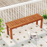 Tangkula Outdoor Wood Bench, 2-Person Backless Patio Garden Bench with Slatted Seat - Photo 2