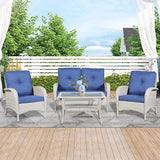 Belord 4 Pieces Patio Furniture Set for Porch Deck Balcony Outdoor, Wicker Chair Sectional Sofa Set - Photo 8