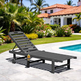 SERWALL Outdoor Chaise Lounge Chair, HDPE Patio Lounge Chair with Cup Holder - Photo 2