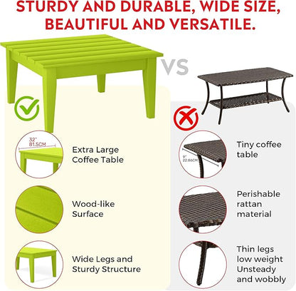 Costaelm Outdoor Side Tables for Patio, Small Patio Conversation Table Weather Resistant Coffee Table, Small Square Table Outdoor End Tables for Porch, Balcony, Poolside, Deck, Lime