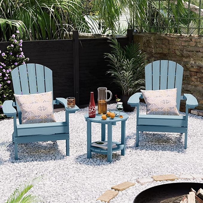 YEFU Adirondack Side Table, 18" Double Outdoor Side Table Set of 2, Poly Lumber end Table, Weather Resistant for Indoor - Photo 6