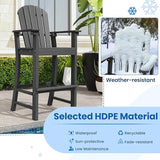 Tangkula Outdoor Tall Adirondack Chair 30 Inches Seat Height, HDPE Bar Height Patio Chair with High Backrest - Photo 7