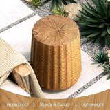 COSIEST Wooden Outdoor Side Table, Round MgO Concrete End Patio Side Table - Photo 3