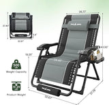 Amopatio Zero Gravity Reclining Patio Chairs Set of 2 XXL Foldable Lounge Chair with Removable Cup - Photo 3