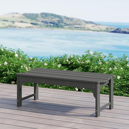 WestinTrends Malibu Outdoor Bench, All Weather Resistant Poly Lumber Backless Patio Garden Bench, Adirondack Curved Bench Seat for Comfort, Gray