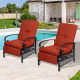 Incbruce Outdoor Lounge Chair Set of 2 Patio Furniture Adjustable Recliner with Retractable Steel Frame and Removable - Photo 2