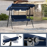 RELAX4LIFE 3-Person Porch Swing Chair - Outdoor Swing w/Adjustable Canopy, Removable Cushion & Metal Frame Stand - Photo 4