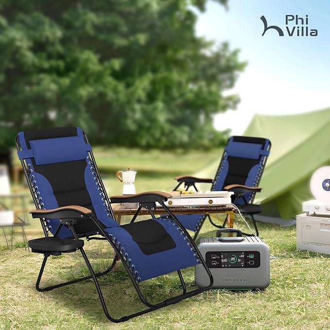 PHI VILLA XXL Oversized Padded Zero Gravity Chair, Foldable Patio Recliner - Photo 2
