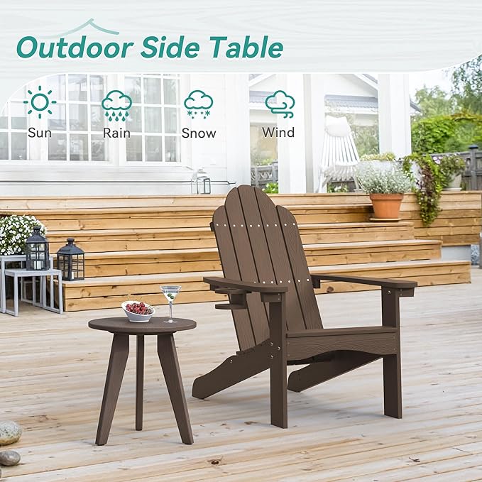 Outdoor Side Table, HDPS Outdoor Table, Small Round Side Table Weather-Resistant, Outdoor Side Tables for Patio, Porch - Photo 4