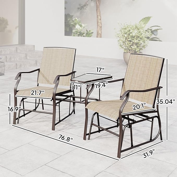 Outsunny Outdoor Glider Chairs with Coffee Table - Photo 3