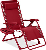 Best Choice Products Adjustable Zero Gravity Chair, Monochromatic Color Folding Patio Recliner w/Side Tray - Photo 1